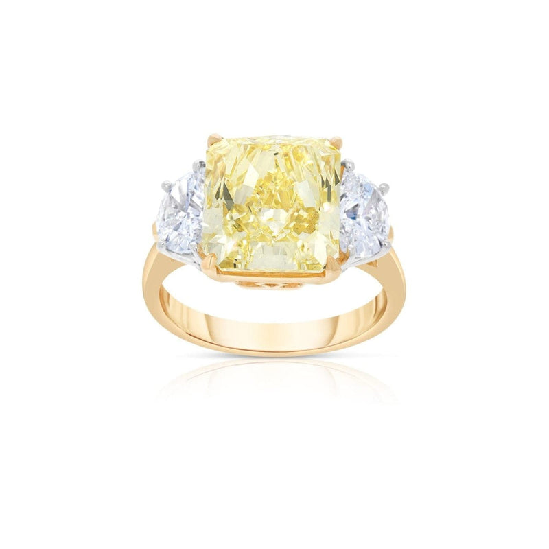 Manfredi Jewels Engagement - Radiant Cut 6.37 ct Platinum & 18K Yellow Gold Fancy Intense Diamond Ring