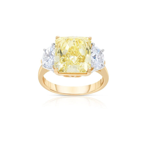 Radiant Cut 6.37 ct Platinum & 18K Yellow Gold Fancy Intense Yellow Diamond Engagement Ring