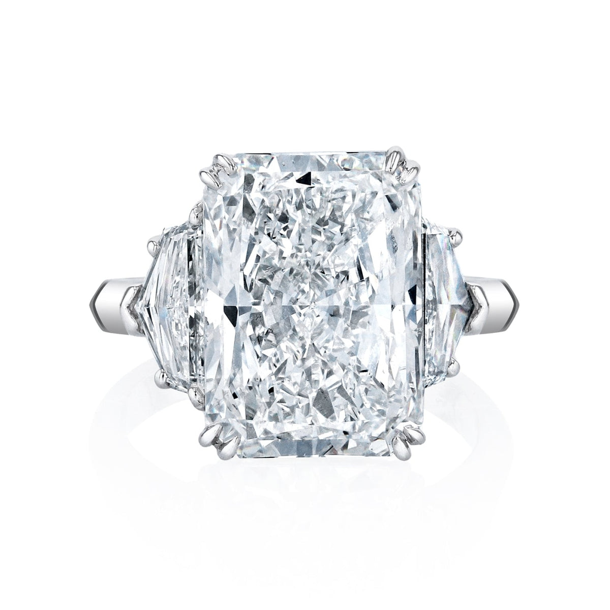 Manfredi Jewels Engagement - Radiant Cut 8.02 ct Platinum Three Stone Diamond Ring | Manfredi Jewels
