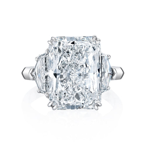 Manfredi Jewels Engagement - Radiant Cut 8.02 ct Platinum Three Stone Diamond Ring