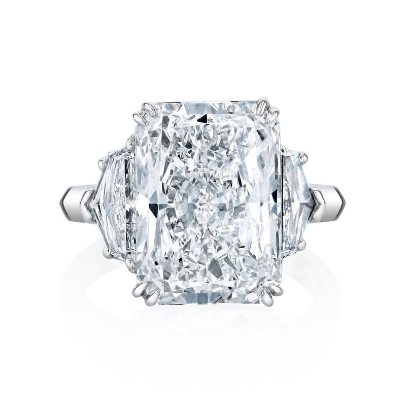 Manfredi Jewels Engagement - Radiant Cut 8.02 ct Platinum Three Stone Diamond Ring