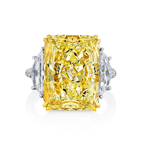 Radiant Cut 15.61 ct 18K Yellow Gold & Platinum Yellow Diamond Engagement Ring (Pre-Order)