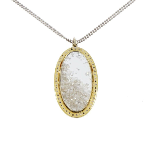 Manfredi Jewels Estate Jewelry - Renee Lewis Diamond Shaker Oval White/Yellow Gold Pendant
