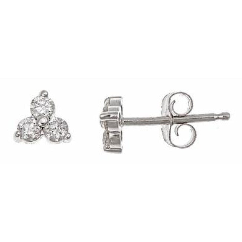 Manfredi Jewels Jewelry - Round 3 - Stone 14K White Gold Cluster Stud Earrings