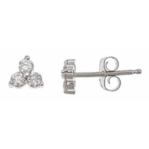 Round 3-Stone 14K White Gold Cluster Stud Earrings