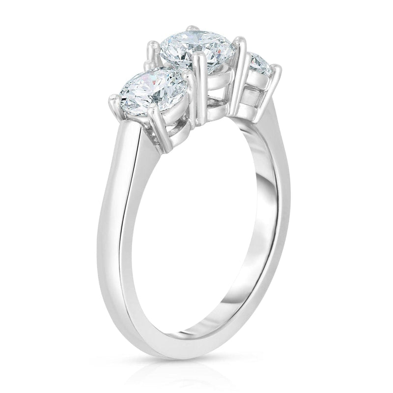 Manfredi Jewels Engagement - Round Cut 1.70 ct Platinum Three Stone Diamond Ring