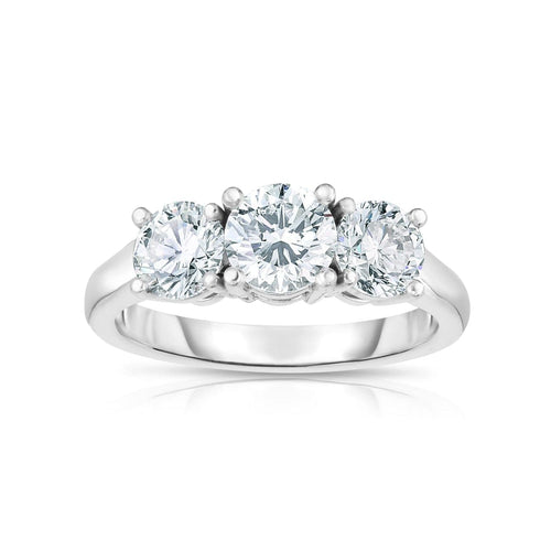 Manfredi Jewels Engagement - Round Cut 1.70 ct Platinum Three Stone Diamond Ring