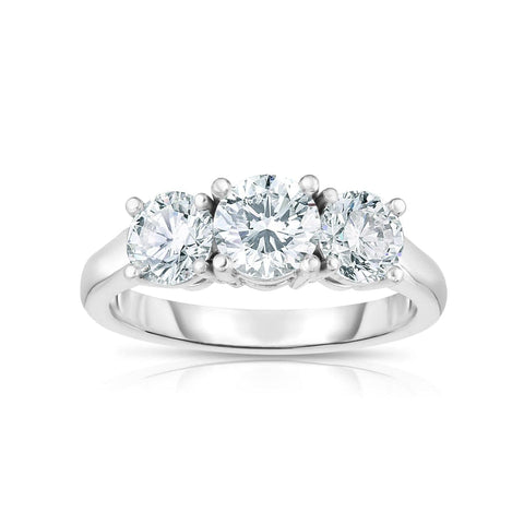 Round Cut 1.70 ct Platinum Three Stone Diamond Engagement Ring
