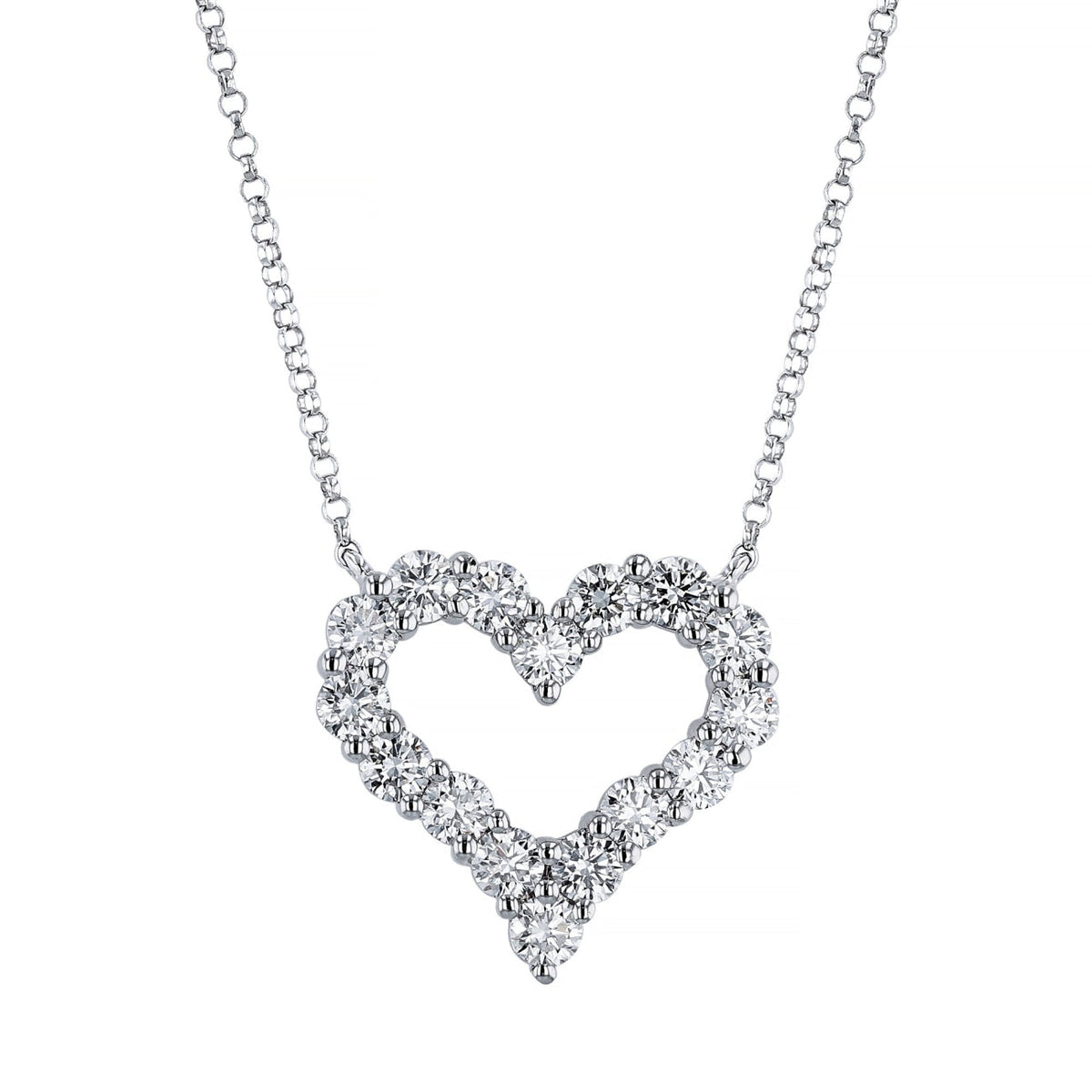 Manfredi Jewels Jewelry - Round Cut 18K White Gold 1.51 ct Diamond Heart Pendant Necklace | Manfredi Jewels