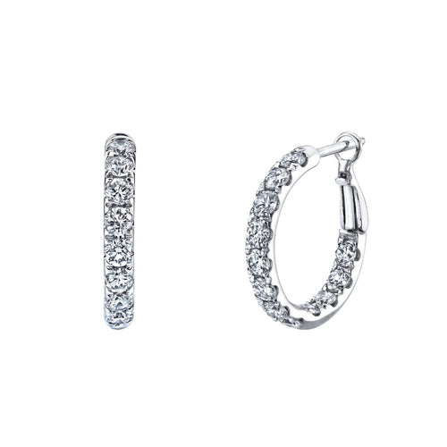 Manfredi Jewels Jewelry - Round Cut 18K White Gold 1.94ct Inside - Out Diamond Hoop Earrings