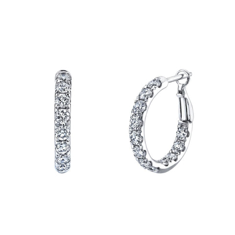 Round Cut 18K White Gold 1.94ct Inside-Out Diamond Hoop Earrings
