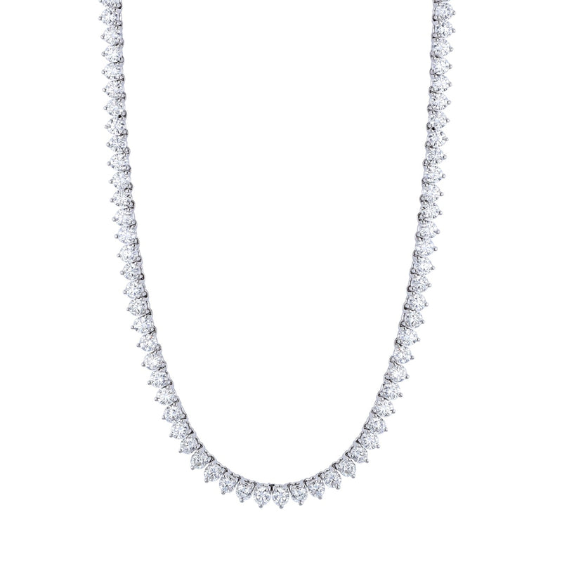 Manfredi Jewels Jewelry - Round Cut 18K White Gold 11.69ct Diamond Tennis Necklace | Manfredi Jewels
