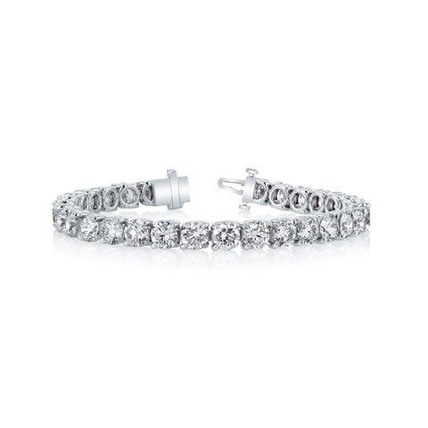 Round Cut 18K White Gold 12.37ct Buttercup Diamond Tennis Bracelet