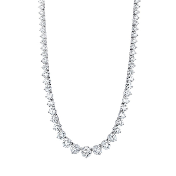 Manfredi Jewels Jewelry - Round Cut 18K White Gold 12.61ct Diamond Tennis Necklace (Pre-Order) | Manfredi Jewels