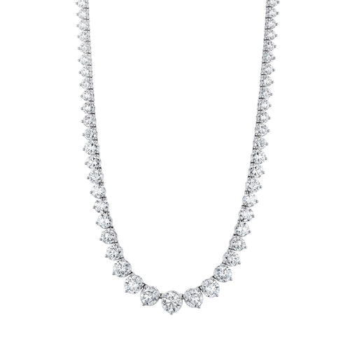Manfredi Jewels Jewelry - Round Cut 18K White Gold 12.61ct Diamond Tennis Necklace | Manfredi Jewels