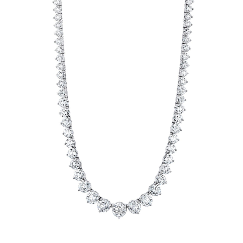 Manfredi Jewels Jewelry - Round Cut 18K White Gold 12.61ct Diamond Tennis Necklace