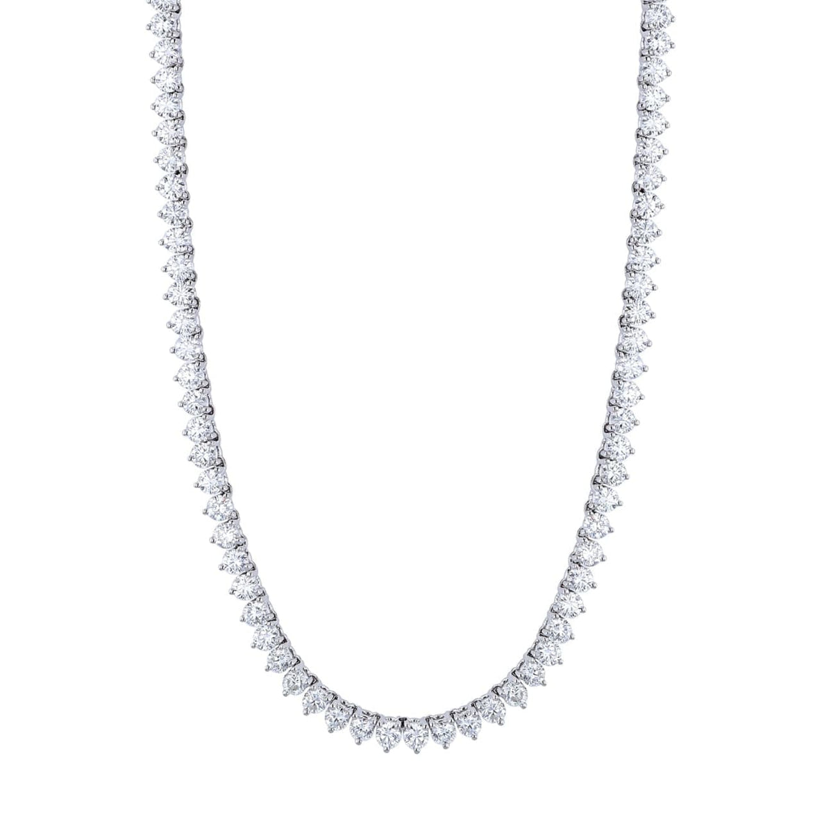 Manfredi Jewels Jewelry - Round Cut 18K White Gold 16.07ct Diamond Tennis Necklace | Manfredi Jewels