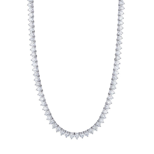 Manfredi Jewels Jewelry - Round Cut 18K White Gold 16.07ct Diamond Tennis Necklace