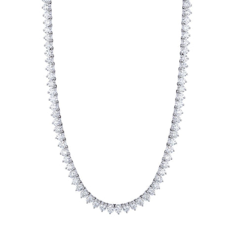 Round Cut 18K White Gold 16.07ct Diamond Tennis Necklace