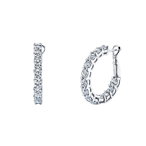 Manfredi Jewels Jewelry - Round Cut 18K White Gold 2.05ct Inside - Out Diamond Hoop Earrings