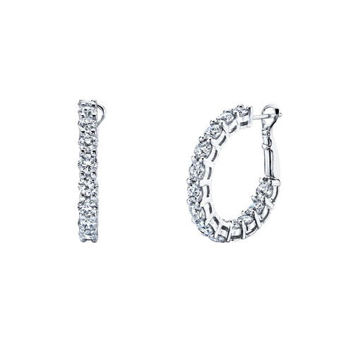 Round Cut 18K White Gold 2.05ct Inside-Out Diamond Hoop Earrings