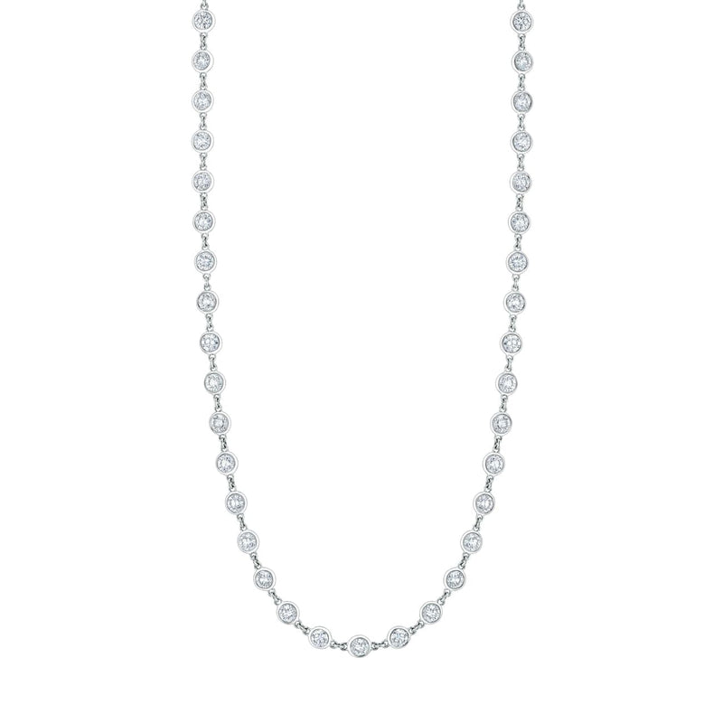 Manfredi Jewels Jewelry - Round Cut 18K White Gold 2.22ct Diamonds By The Yard Necklace