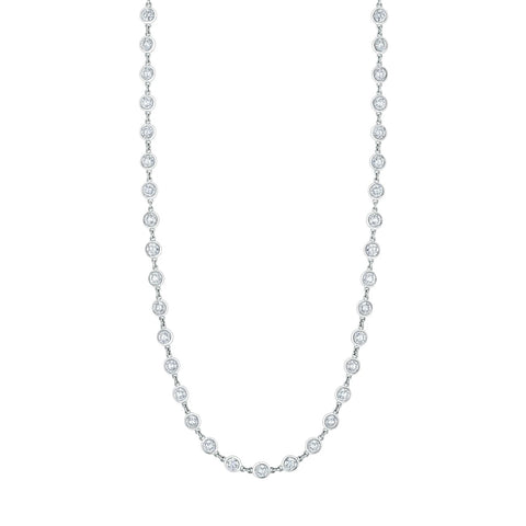 Round Cut 18K White Gold 2.22ct Diamonds By The Yard Necklace (Pre-Order)