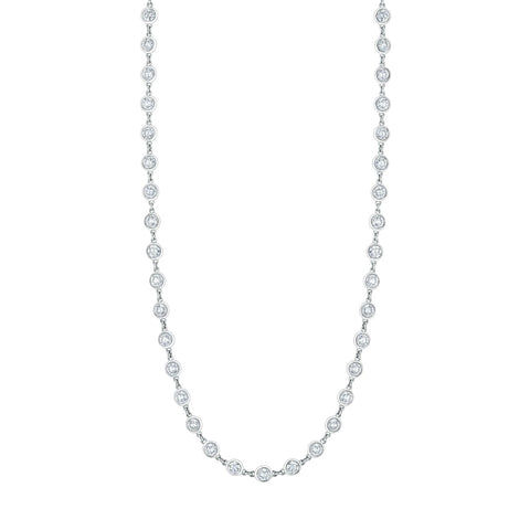 Round Cut 18K White Gold 2.22ct Diamonds By The Yard Necklace