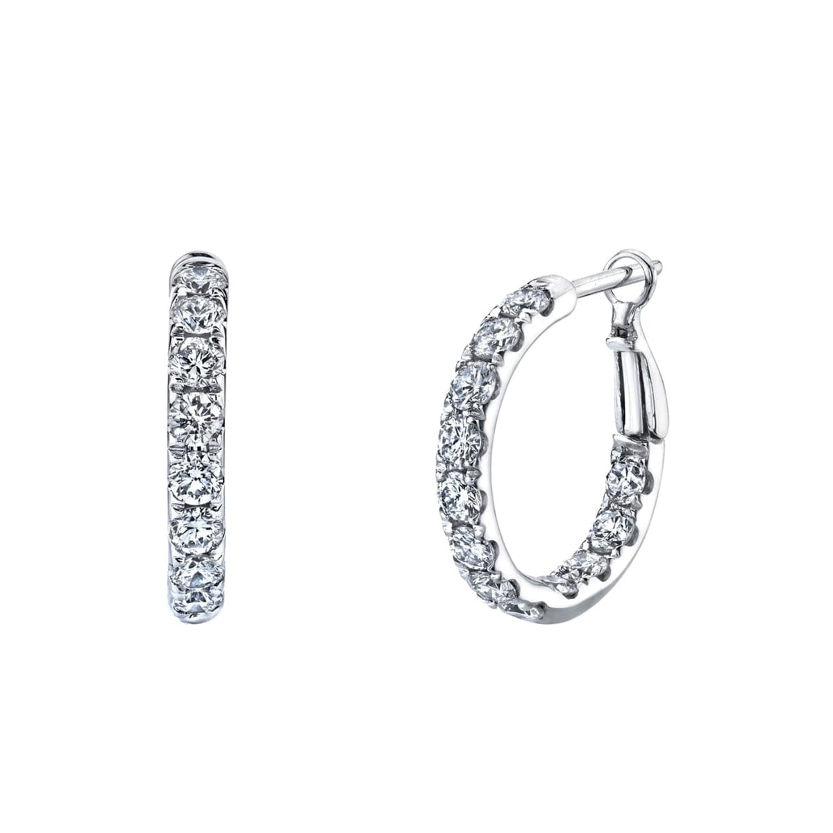 Manfredi Jewels Jewelry - Round Cut 18K White Gold 2.73ct Inside-Out Diamond Hoop Earrings (Pre-Order) | Manfredi Jewels