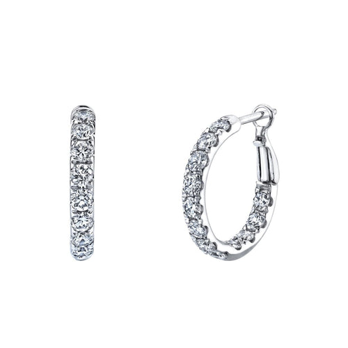 Manfredi Jewels Jewelry - Round Cut 18K White Gold 2.73ct Inside - Out Diamond Hoop Earrings