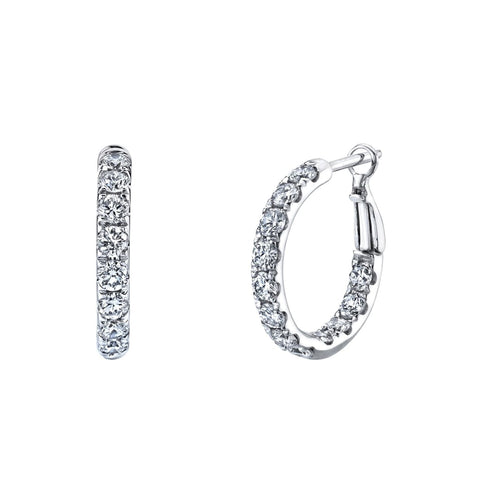 Round Cut 18K White Gold 2.73ct Inside-Out Diamond Hoop Earrings