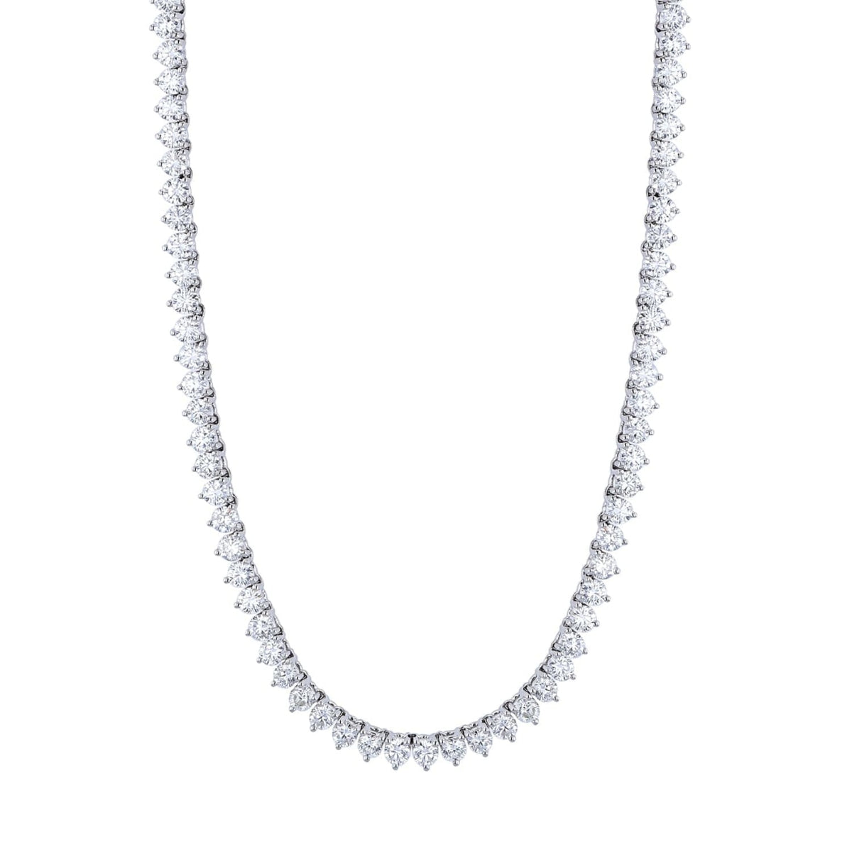 Manfredi Jewels Jewelry - Round Cut 18K White Gold 21.37ct Diamond Tennis Necklace | Manfredi Jewels