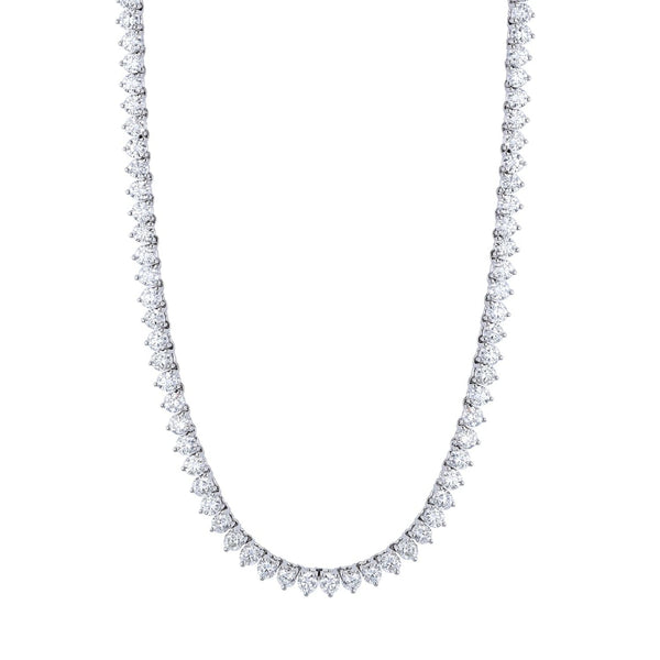 Manfredi Jewels Jewelry - Round Cut 18K White Gold 21.37ct Diamond Tennis Necklace | Manfredi Jewels