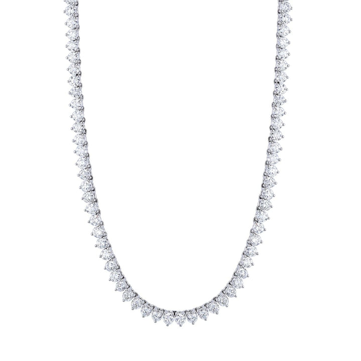 Manfredi Jewels Jewelry - Round Cut 18K White Gold 21.37ct Diamond Tennis Necklace | Manfredi Jewels