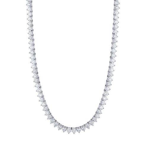Manfredi Jewels Jewelry - Round Cut 18K White Gold 21.37ct Diamond Tennis Necklace