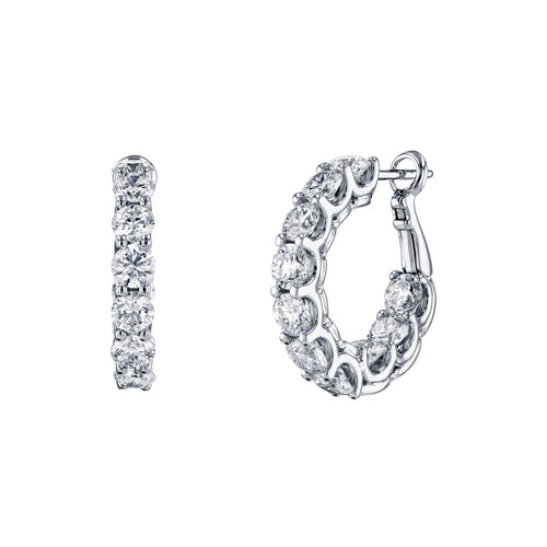 Manfredi Jewels Jewelry - Round Cut 18K White Gold 3.01ct Inside - Out Diamond Hoop Earrings