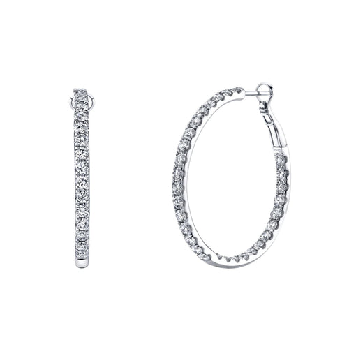 Manfredi Jewels Jewelry - Round Cut 18K White Gold 4.47ct Inside - Out Diamond Hoop Earrings