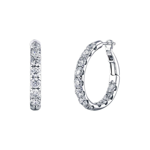 Manfredi Jewels Jewelry - Round Cut 18K White Gold 4.51ct Inside - Out Diamond Hoop Earrings
