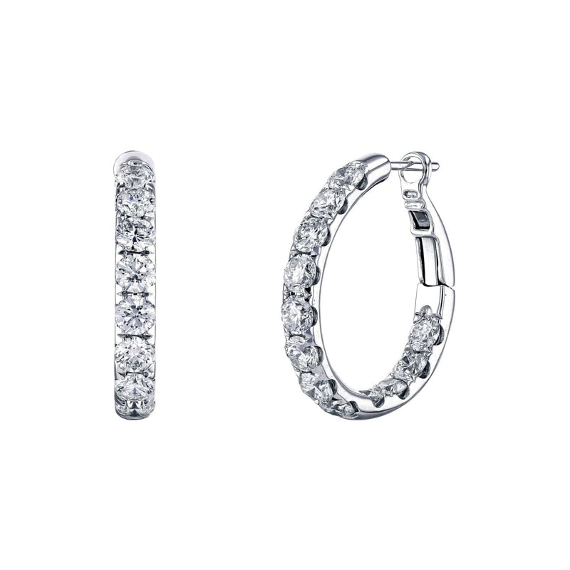 Manfredi Jewels Jewelry - Round Cut 18K White Gold 4.51ct Inside - Out Diamond Hoop Earrings