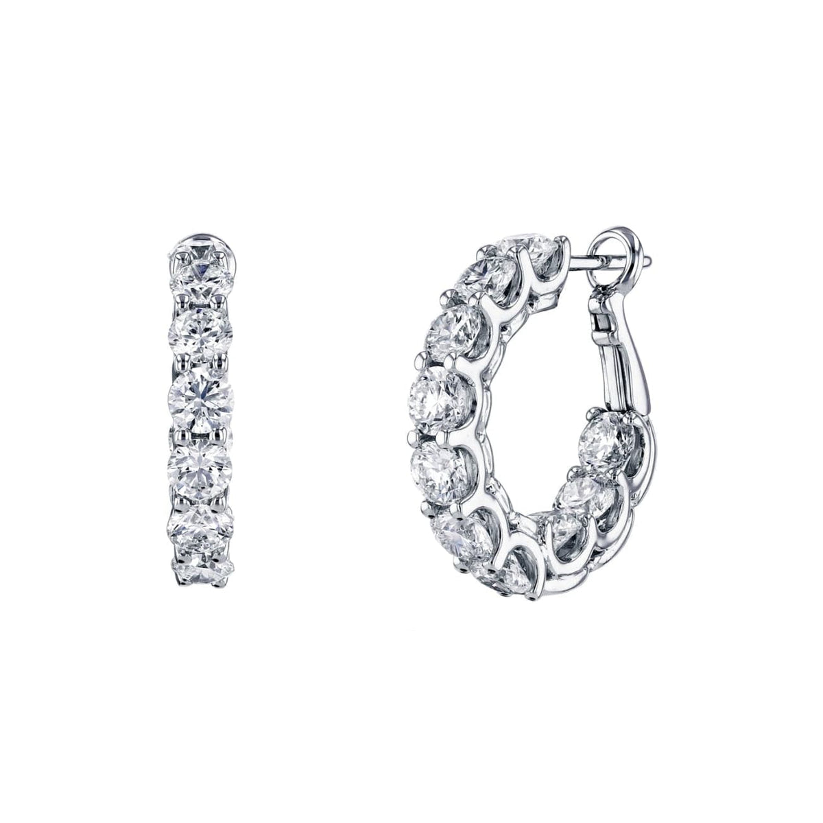 Manfredi Jewels Jewelry - Round Cut 18K White Gold 5.16ct Inside-Out Diamond Hoop Earrings (Pre-Order) | Manfredi Jewels