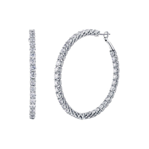 Manfredi Jewels Jewelry - Round Cut 18K White Gold 5.40ct Inside - Out Diamond Hoop Earrings