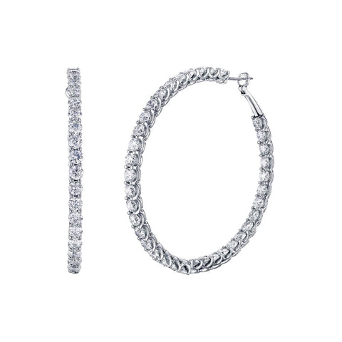 Round Cut 18K White Gold 5.40ct Inside-Out Diamond Hoop Earrings
