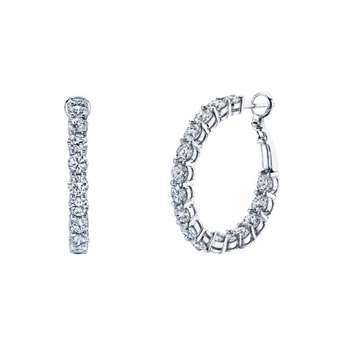 Manfredi Jewels Jewelry - Round Cut 18K White Gold 7.60ct Inside - Out Diamond Hoop Earrings