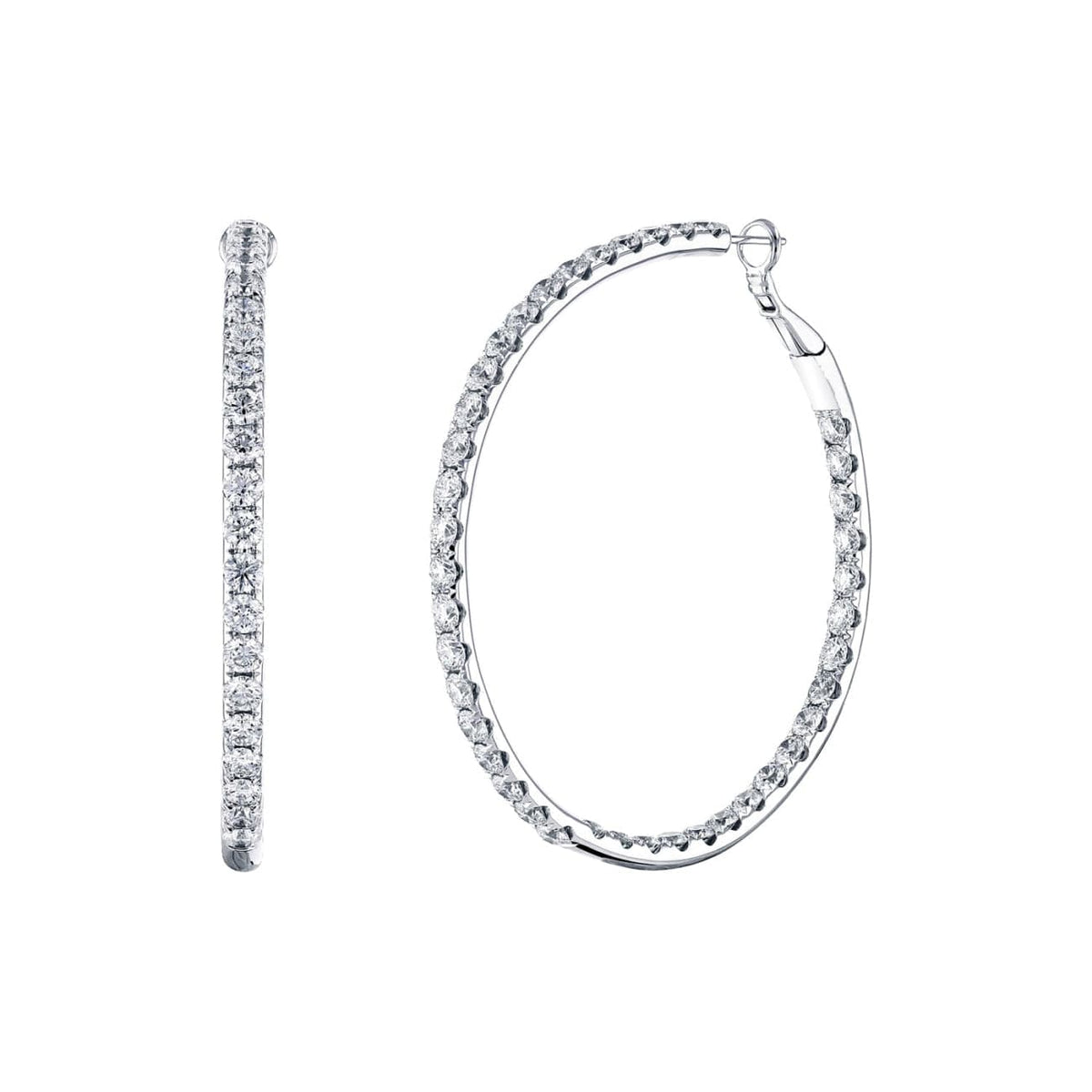 Manfredi Jewels Jewelry - Round Cut 18K White Gold 8.20ct Inside-Out Diamond Hoop Earrings (Pre-Order) | Manfredi Jewels