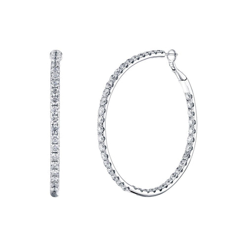 Manfredi Jewels Jewelry - Round Cut 18K White Gold 8.20ct Inside - Out Diamond Hoop Earrings