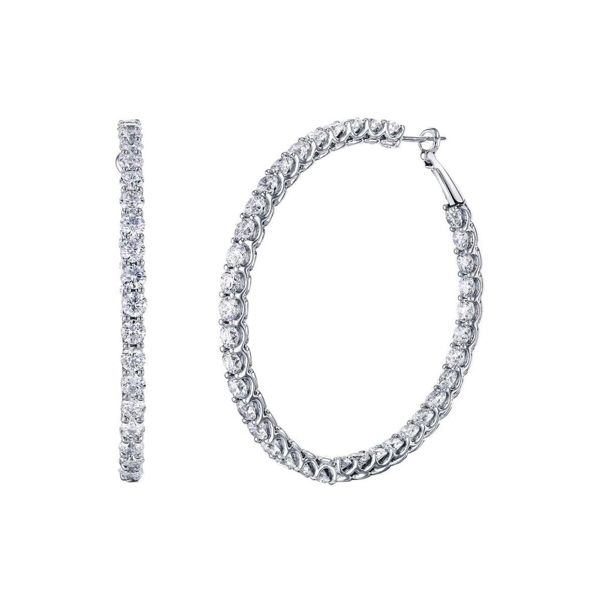 Manfredi Jewels Jewelry - Round Cut 18K White Gold 8.84ct Inside-Out Diamond Hoop Earrings (Pre-Order) | Manfredi Jewels