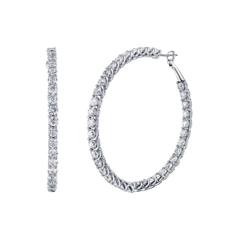 Round Cut 18K White Gold 8.84ct Inside-Out Diamond Hoop Earrings (Pre-Order)
