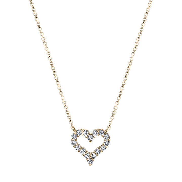 Manfredi Jewels Jewelry - Round Cut 18K Yellow Gold 0.34ct Diamond Heart Pendant Necklace | Manfredi Jewels