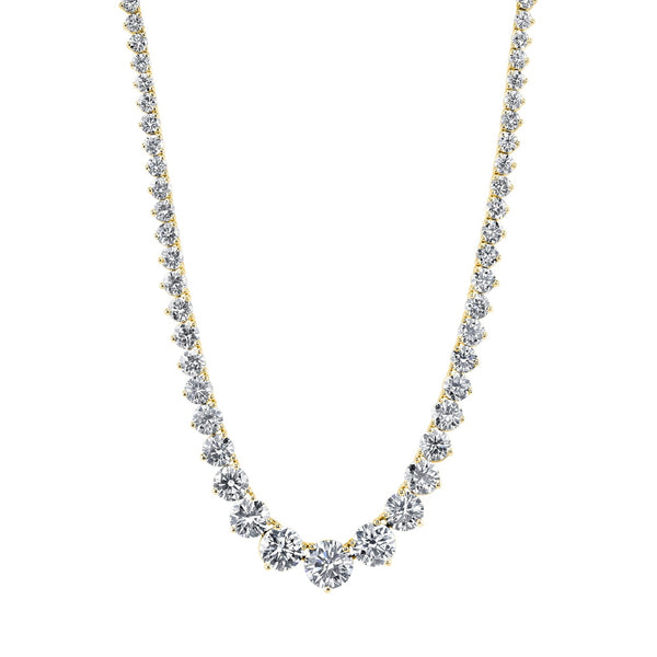Manfredi Jewels Jewelry - Round Cut 18K Yellow Gold 14.50ct Diamonds Tennis Necklace (Pre-Order) | Manfredi Jewels