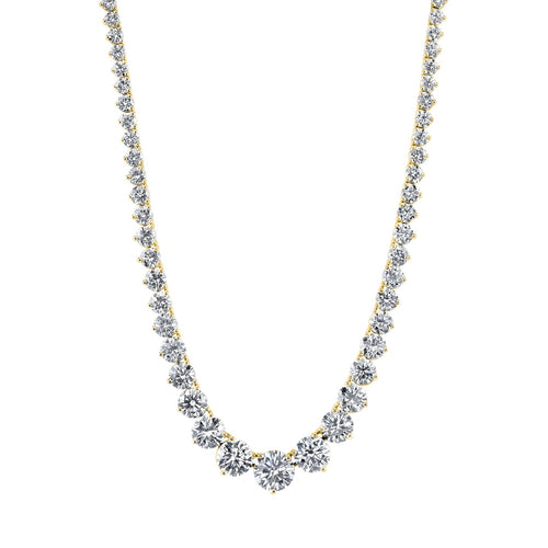 Manfredi Jewels Jewelry - Round Cut 18K Yellow Gold 14.50ct Diamonds Tennis Necklace | Manfredi Jewels